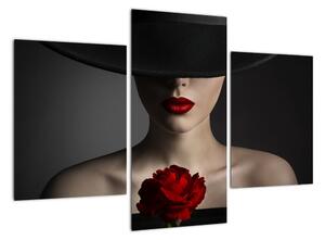 Moderný obraz - žena s ruží (Obraz 90x60cm)