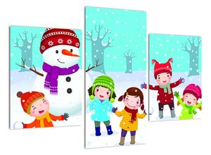 Obraz detí na snehu (Obraz 90x60cm)