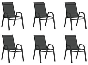 Stohovateľné záhradné stoličky 6 ks čierne textilénová látka