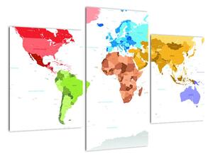 Obraz - farebná mapa sveta (Obraz 90x60cm)