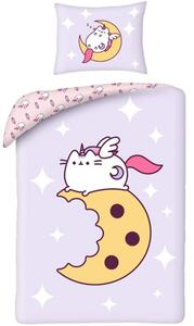 Posteľné obliečky z mikrovlákna Pusheen na mesiaci - 70x90 cm + 140x200 cm