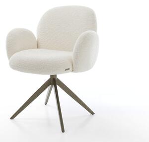 DELIFE Jedálenská stolička Nube-Flex s opierkami bouclé biela krížová podstava široká titanový efekt otočná o 360° hojdacia funkcia vrecková pružina