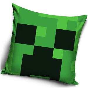 Velúrový vankúš Minecraft - motív Creeper Face | 40x40 cm