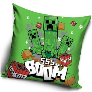 Velúrový vankúš Minecraft - motív Creeper Boom | 40x40 cm
