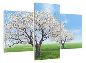 Obraz kvitnúceho stromu na jarné lúke (Obraz 90x60cm)