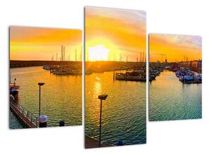 Obraz prístavu pri zapadajúcom slnku (Obraz 90x60cm)