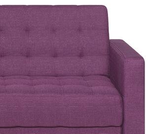 Rohová rozkladacia pohovka fialová prešívaná látková moderná modulárna 4 miestna sedačka v tvare L s otomanom a leňoškou pravostranná
