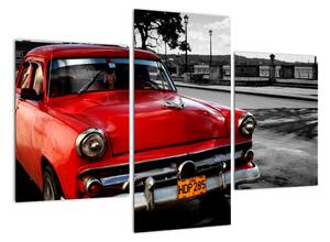 Obraz červeného auta - veterán (Obraz 90x60cm)