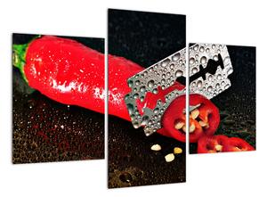 Obraz papriky s žiletkou (Obraz 90x60cm)