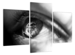 Čiernobiely obraz - detail oka (Obraz 90x60cm)