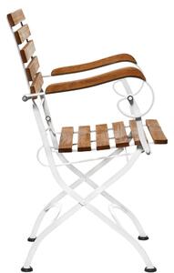PARKLIFE Skladací stolička s opierkami - biela/hnedá