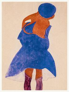 Umelecká tlač Girl in a Blue Coat (Female Portrait) - Egon Schiele, (30 x 40 cm)