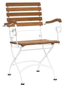 PARKLIFE Skladací stolička s opierkami - biela/hnedá