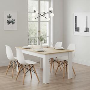 Jedálenská zostava stôl Dub sonoma 120 x 80cm biele nohy + 4 stoličky OSAKA biele / prírodné nohy
