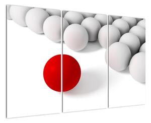 Červená guľa medzi bielymi - abstraktný obraz (Obraz 120x80cm)