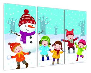 Obraz detí na snehu (Obraz 120x80cm)