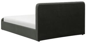 Posteľ s roštom tmavosivá polyesterová látka čalúnená s úložným priestorom drevené nohy 180 x 200 cm moderný dizajn