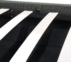 Posteľ s roštom tmavosivá polyesterová látka čalúnená s úložným priestorom drevené nohy 180 x 200 cm moderný dizajn