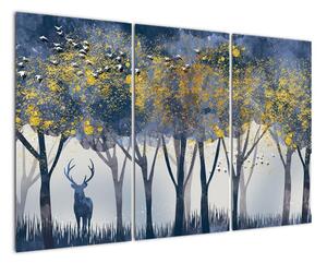 Obraz jeleň v lese (Obraz 120x80cm)