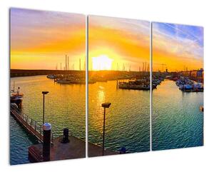 Obraz prístavu pri zapadajúcom slnku (Obraz 120x80cm)
