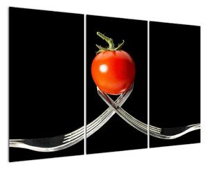 Obraz - paradajka s vidličkami (Obraz 120x80cm)