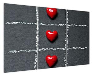 Šachovnica s červenými srdci (Obraz 120x80cm)