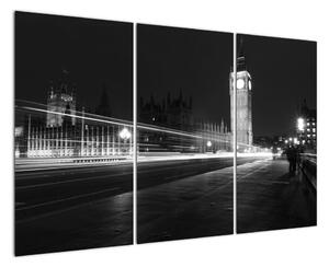 Čiernobiely obraz Londýna - Big ben (Obraz 120x80cm)