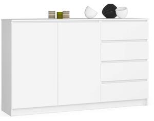 Ak furniture Komoda K013 160 cm biela - 2 skrinky a 4 šuplíky