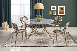 Stôl Bonello - Popolový mramor / zlaté