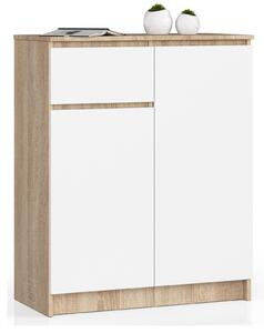 Ak furniture Komoda Kiara 80 cm 2 skrinky a 1 zásuvka dub sonoma/biela