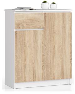 Ak furniture Komoda Kiara 80 cm 2 skrinky a 1 zásuvka biela/dub sonoma
