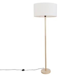 Drevená stojaca lampa s oválnym ľanovým tienidlom biela 50cm - Mels