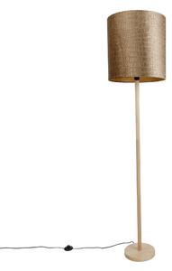 Drevená stojaca lampa so zamatovým tienidlom s krokodílím vzorom 40 cm - Mels