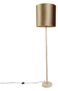 Drevená stojaca lampa s bronzovým zamatovým tienidlom 40 cm - Mels