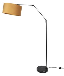 Stojacia lampa čierna nastaviteľná so žltým tienidlom a zlatým interiérom 50cm - Editor