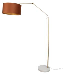 Stojacia lampa zlatá nastaviteľná s oranžovým tienidlom a zlatým interiérom 50cm - Editor