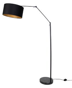 Nastaviteľná čierna stojaca lampa s čiernym tienidlom a zlatým interiérom 50 cm - Editor