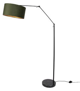 Stojacia lampa čierna nastaviteľná so zeleným tienidlom a zlatým interiérom 50cm - Editor