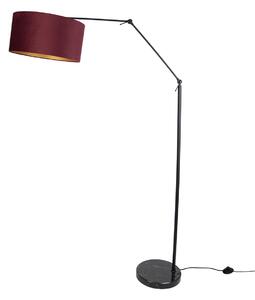 Stojacia lampa čierna nastaviteľná s červeným tienidlom a zlatým interiérom 50 cm - Editor
