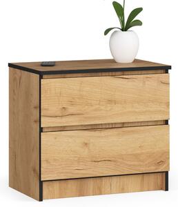 Ak furniture Komoda K60 cm s 2 zásuvkami dub craft