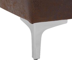 Rozkladacia leňoška z umelej kože hnedá strieborné nohy ozdobné prešívanie obývačka