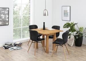 Stolička BALTEA čierna koženka / nohy prírodný dub - moderná do obývacej izby / jedálne