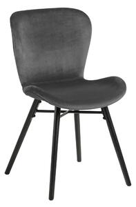 Stolička BALTEA zamat tmavo sivý / nohy čierne - moderná do obývacej izby / jedálne