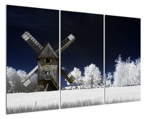 Veterný mlyn v zimnej krajine - obraz (Obraz 120x80cm)