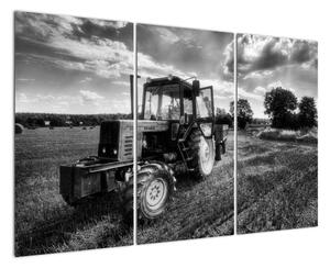 Čiernobiely obraz traktora (Obraz 120x80cm)