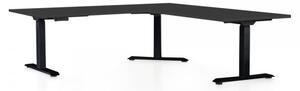 Výškovo nastaviteľný stôl OfficeTech Angle, 180 x 200 cm, čierna podnož