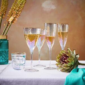 SMERALDA Sada pohárov na šampanské so zlatým okrajom 250 ml 6 ks