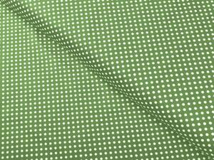 Bavlnená látka/plátno Sandra SA-336 Biele bodky na zelenom - šírka 140 cm