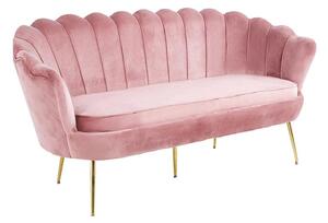 Luxusná pohovka, 3-sed, ružová Velvet látka/chróm zlatý, štýl Art-deco, NOBLIN