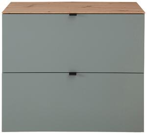 VÝKLOPNÁ SKRINKA NA TOPÁNKY, šalviovozelená, dub artisan, 100/84/37 cm Voleo - Skrine, regály & police na topánky